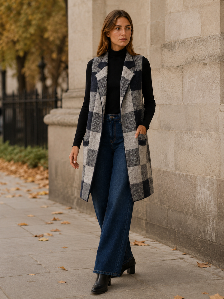 Aveline™ | Subtly Striped Open-Front Cardigan