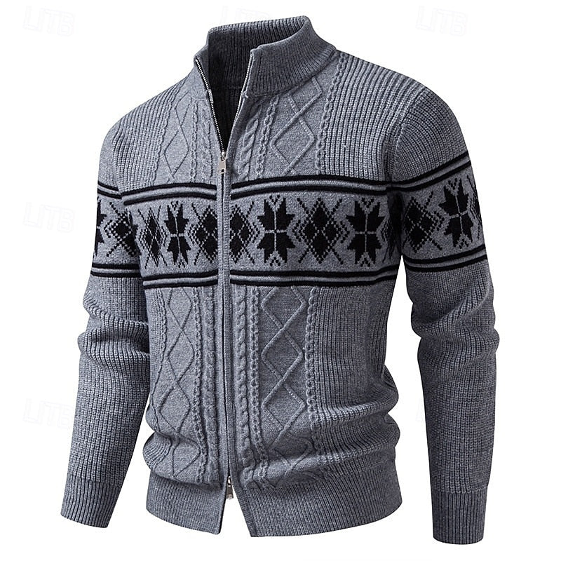Remington™ | Men's Fair Isle Stand Collar Zip Cardigan