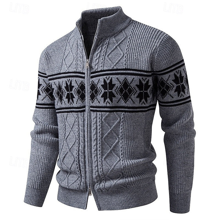 Remington™ | Men's Fair Isle Stand Collar Zip Cardigan