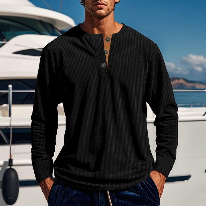 Anders™ | Men's Ribbed Long Sleeve Henley Shirt