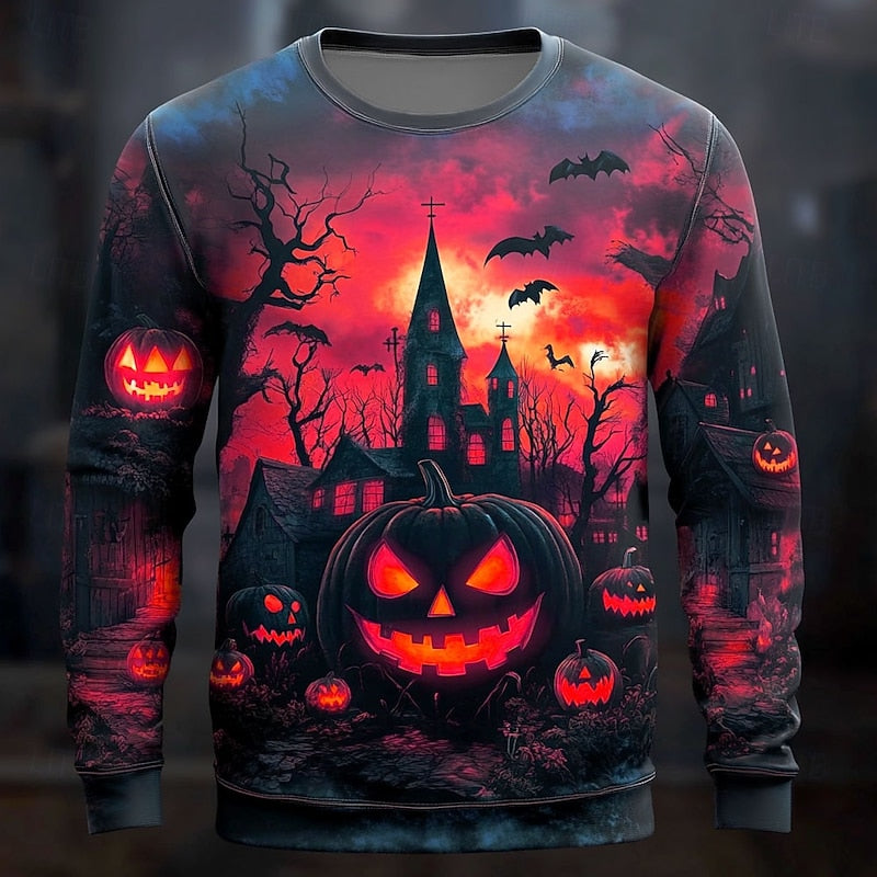 Merrick™ | Men's Halloween Graphic Print Crew Neck Sweatshirt