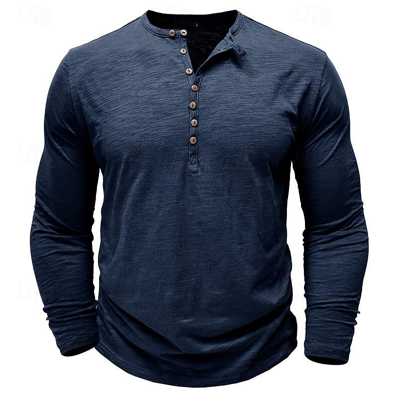 Brantley™ | Men's Long Sleeve Button Placket Henley Shirt