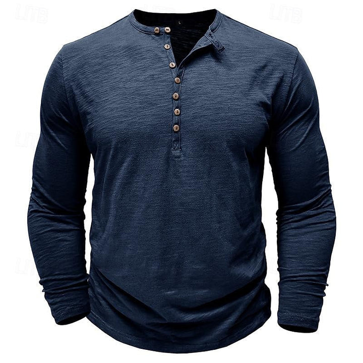 Brantley™ | Men's Long Sleeve Button Placket Henley Shirt