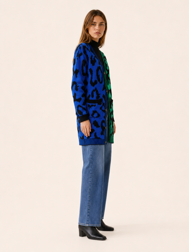 Zuleika™ | Leopard Print Button-Front Cardigan