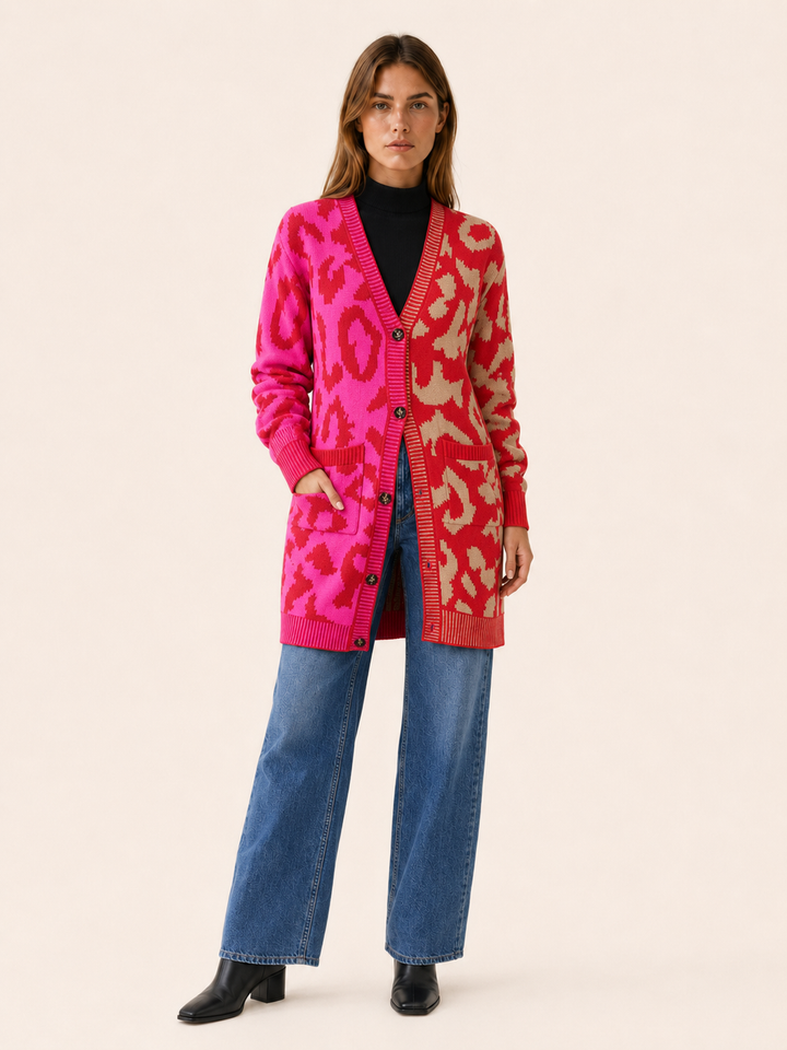 Zuleika™ | Leopard Print Button-Front Cardigan