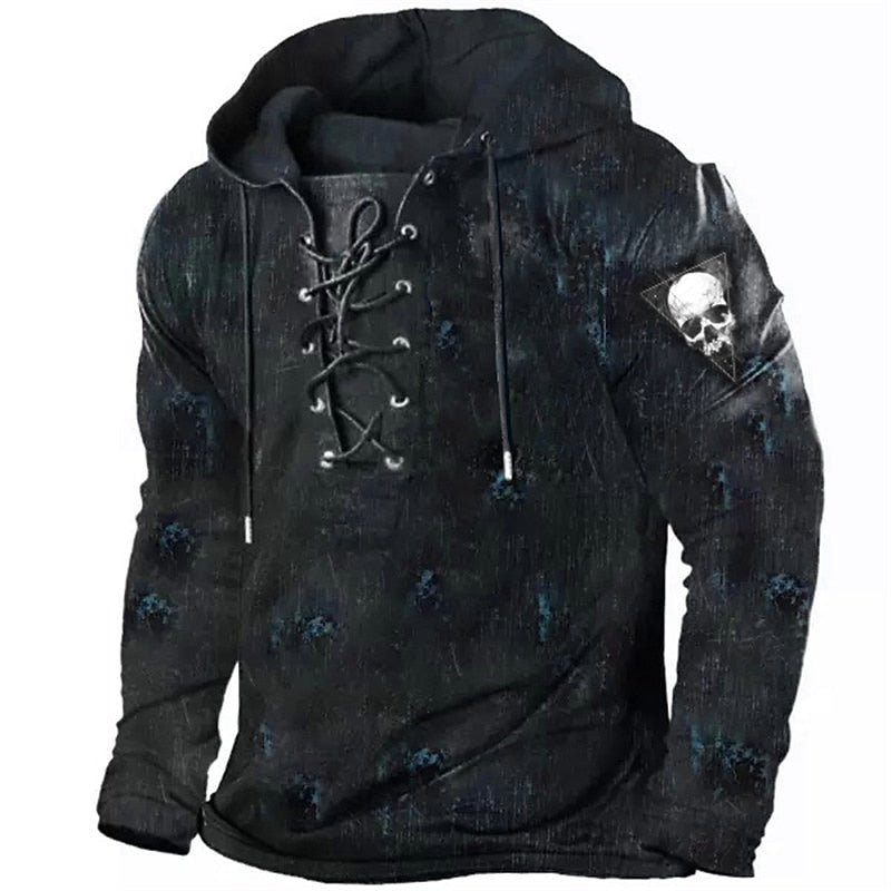 Crosby™ | Men's Halloween Skull Graphic Lace Up Hoodie