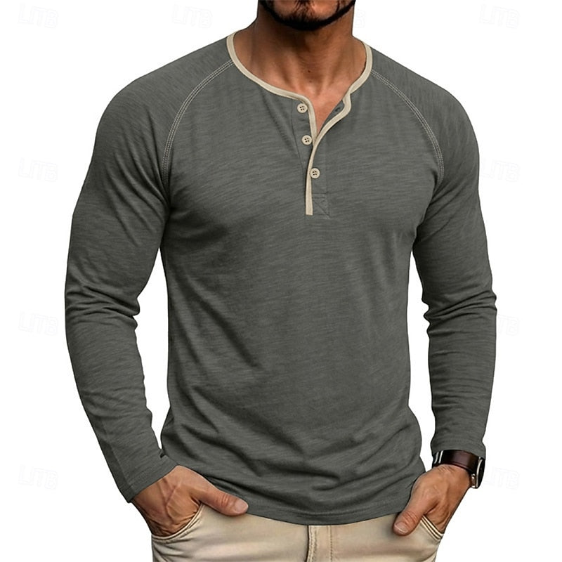 Bennett™ | Men's Raglan Sleeve Button Henley Shirt